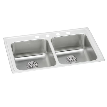 Elkay Lustertone Stainless Steel 29 X 22 X 6-1/2 Equal Double Bowl Top Mount Ada Sink With Perfect Drain LRAD292265PDMR2